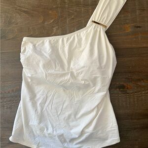 MICHAEL Michael Kors White Asymmetrical tankini Top